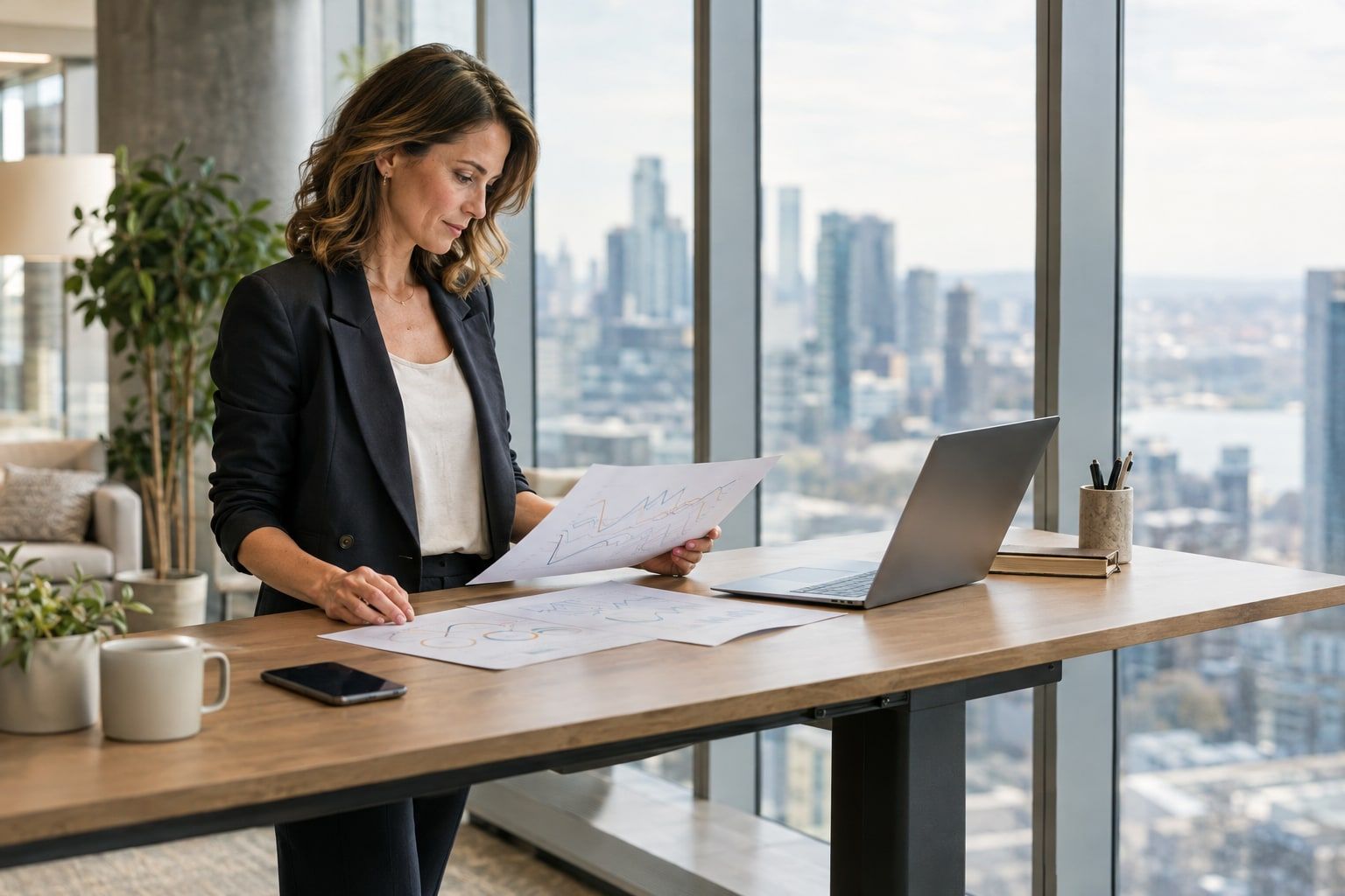 Sales leader reviewing data on AI adoption