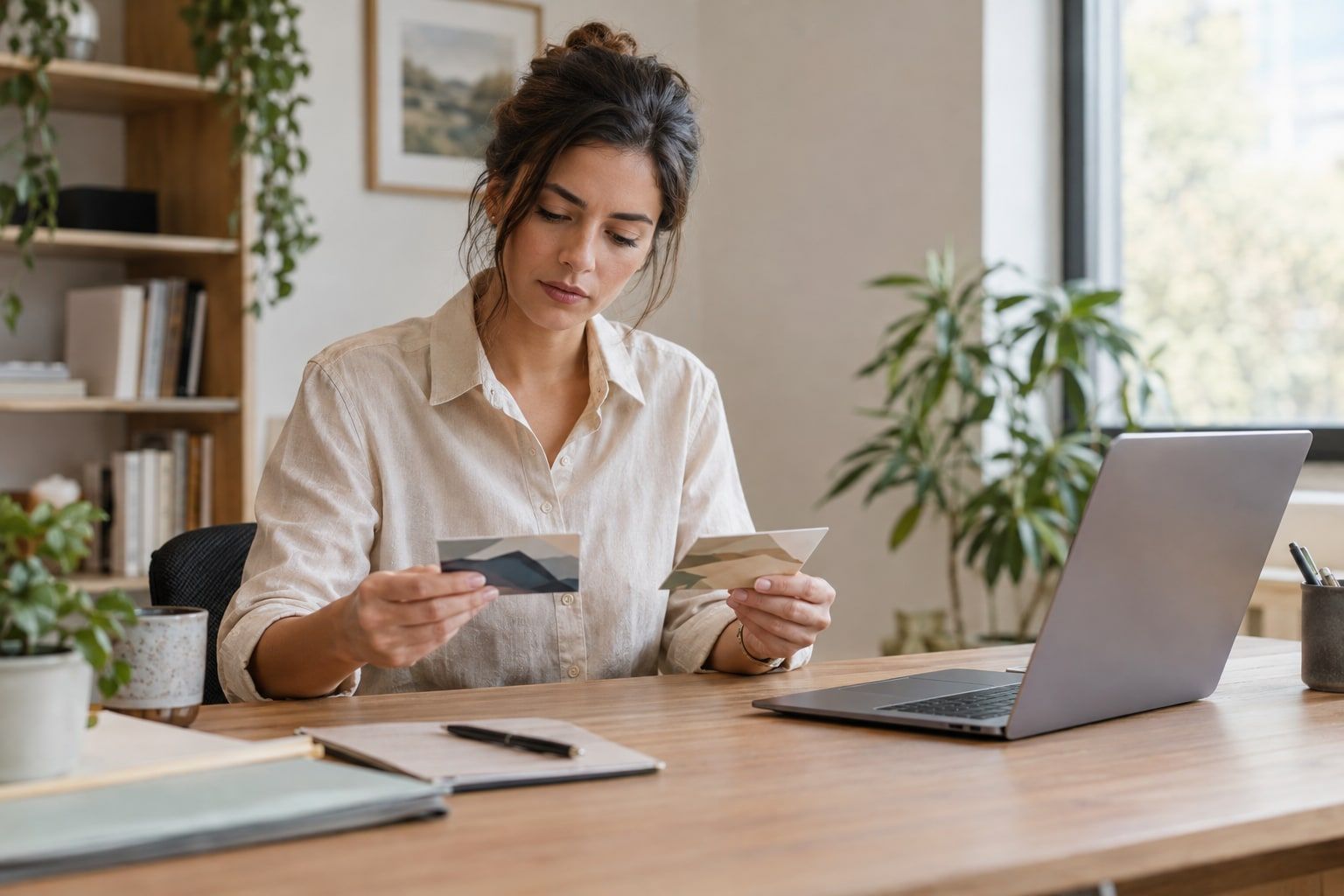 Office administrator cleaning up duplicate customer records