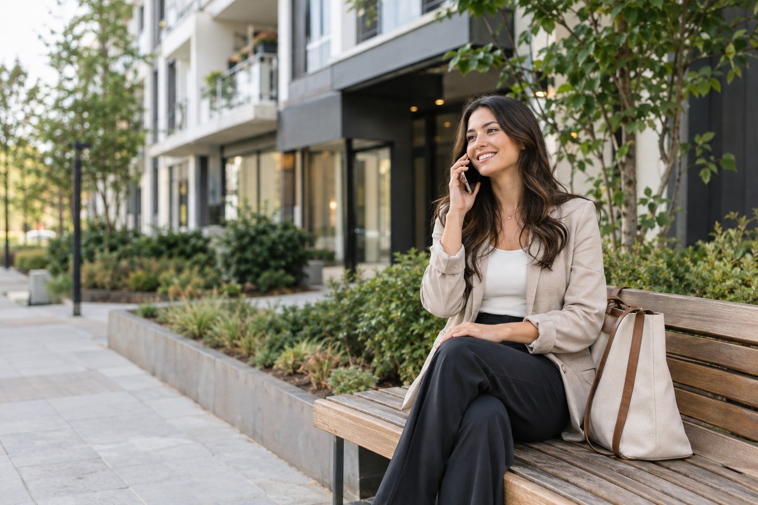 Agent chatting with a client on WhatsApp from her phone
